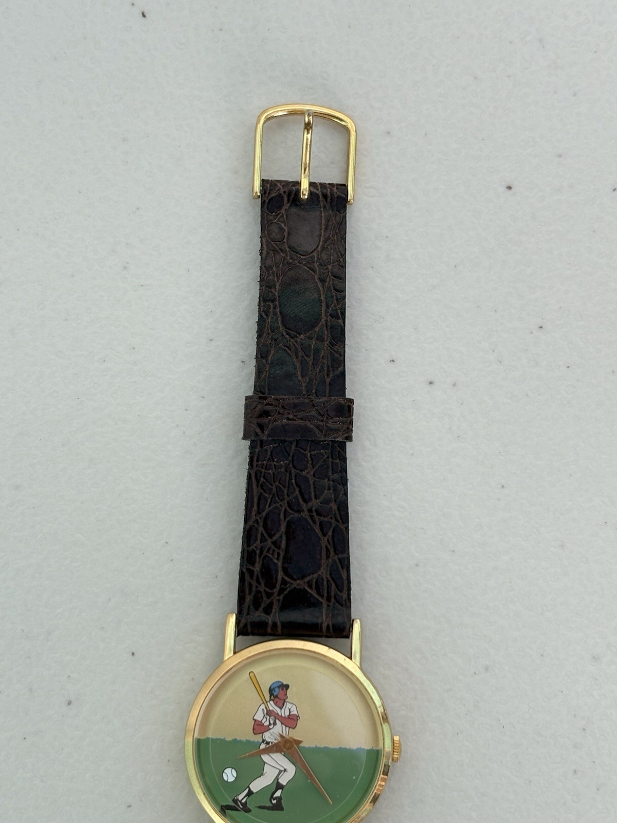 Vintage 1980s Baseball Mystery Dial Watch Moving Ball Second Hand Quartz Novelty