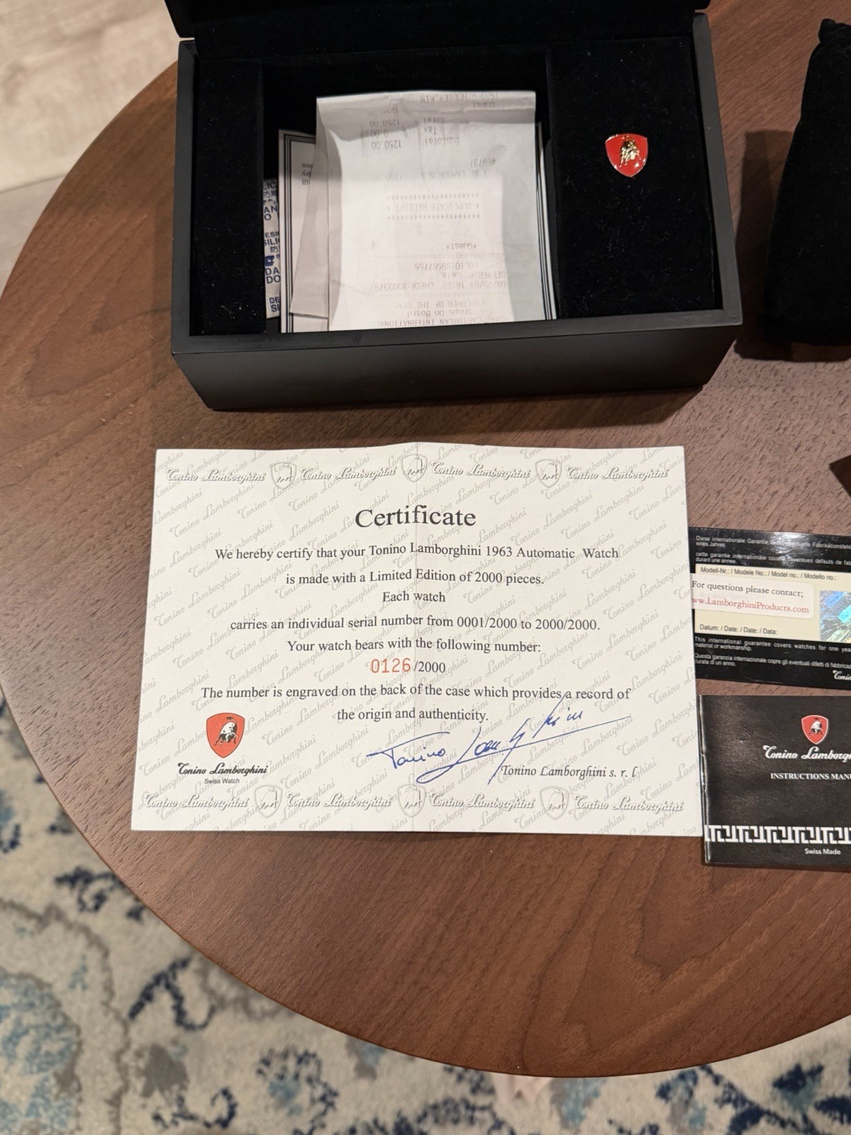 Tonino Lamborghini 1963 Automatic LE 0126/2000 Box Papers Watch