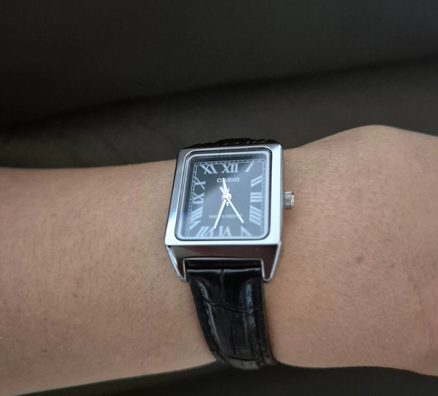 Casio Classic Square Tank Watch LTP-V007L-1B Black Dial Roman Numerals New