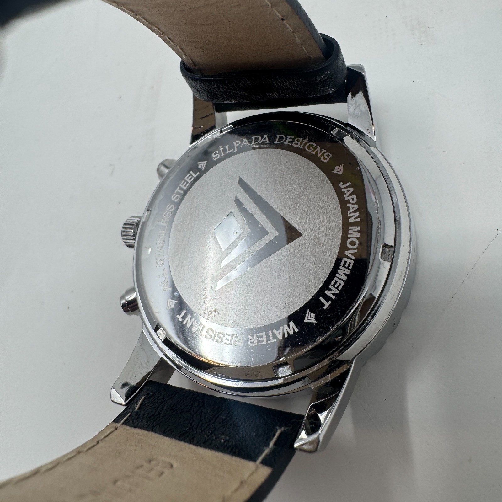 Silpada Stainless All Stainless Steel Silver Watch Leather Band (NEEDS BATTERY)