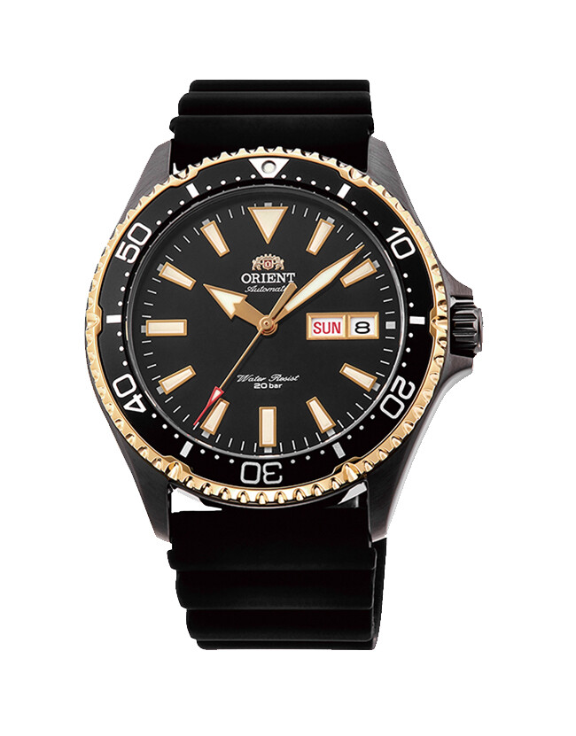 Orient Kamasu RA-AA0005B19A RA-AA0005B AA0005B 200m Sapphire Black Dial Two-Tone