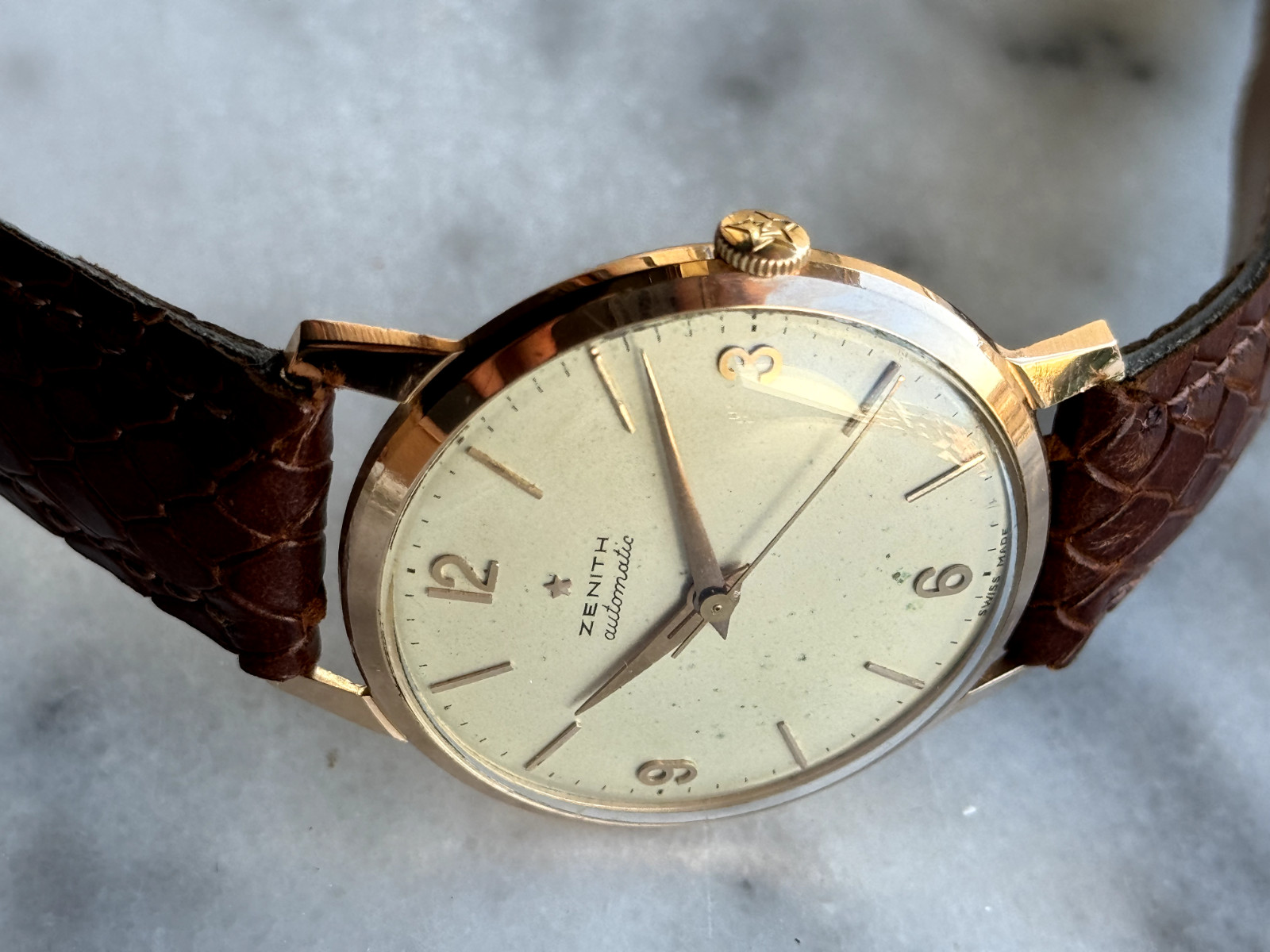 Zenith Automatic Bumper Cal.133.8 Solid Gold 18k 750 Mens 35.5mm Swiss. Serviced