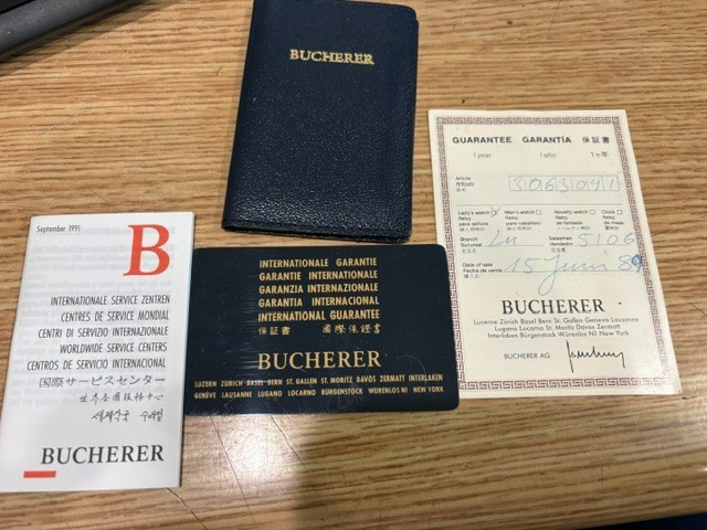 Bucherer Watch Paperwork & Warranty information in pocket folder