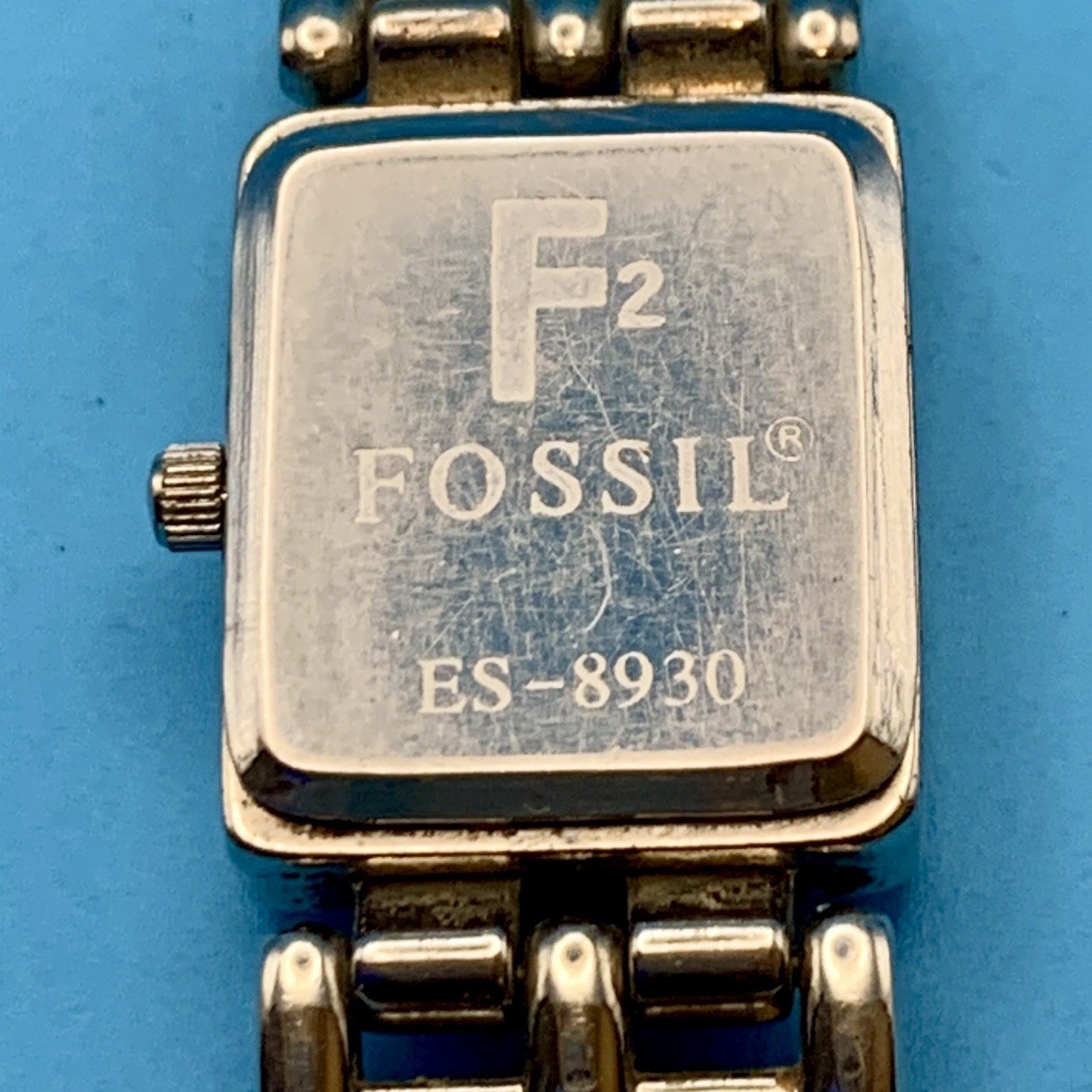 FOSSIL F2 ES-8930 Women’s Tank Quartz Bracelet Wristwatch Working New Battery