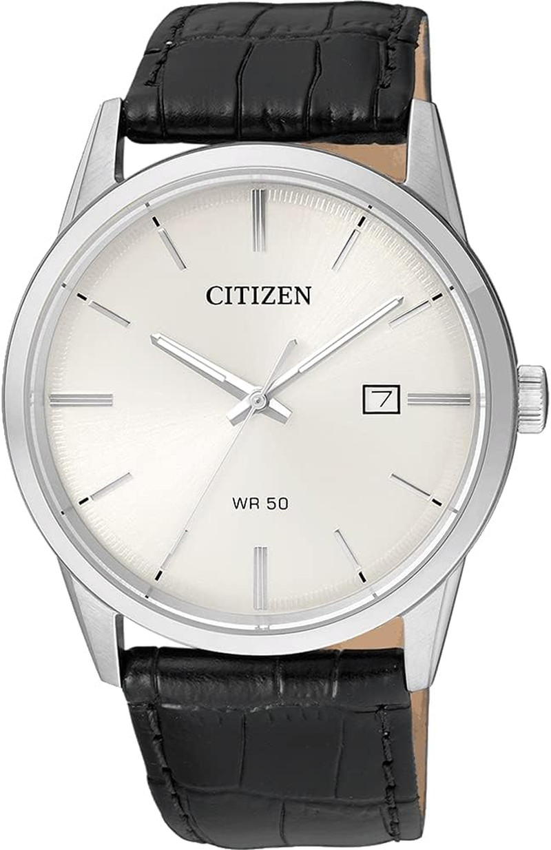 Citizen Quartz Men’s Watch – Stylish Stainless Steel & Leather Strap