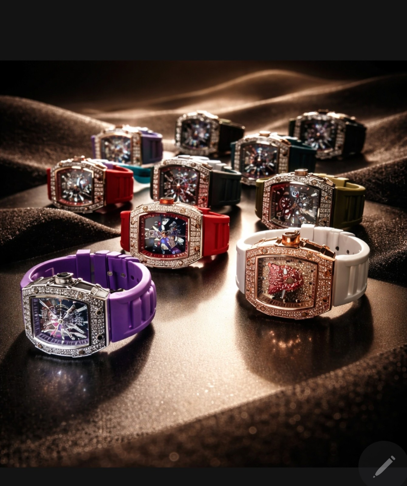 ICED OUT 45mmLuxury Wristwatch with Silver& Rose Filled Bezel. Each Watch