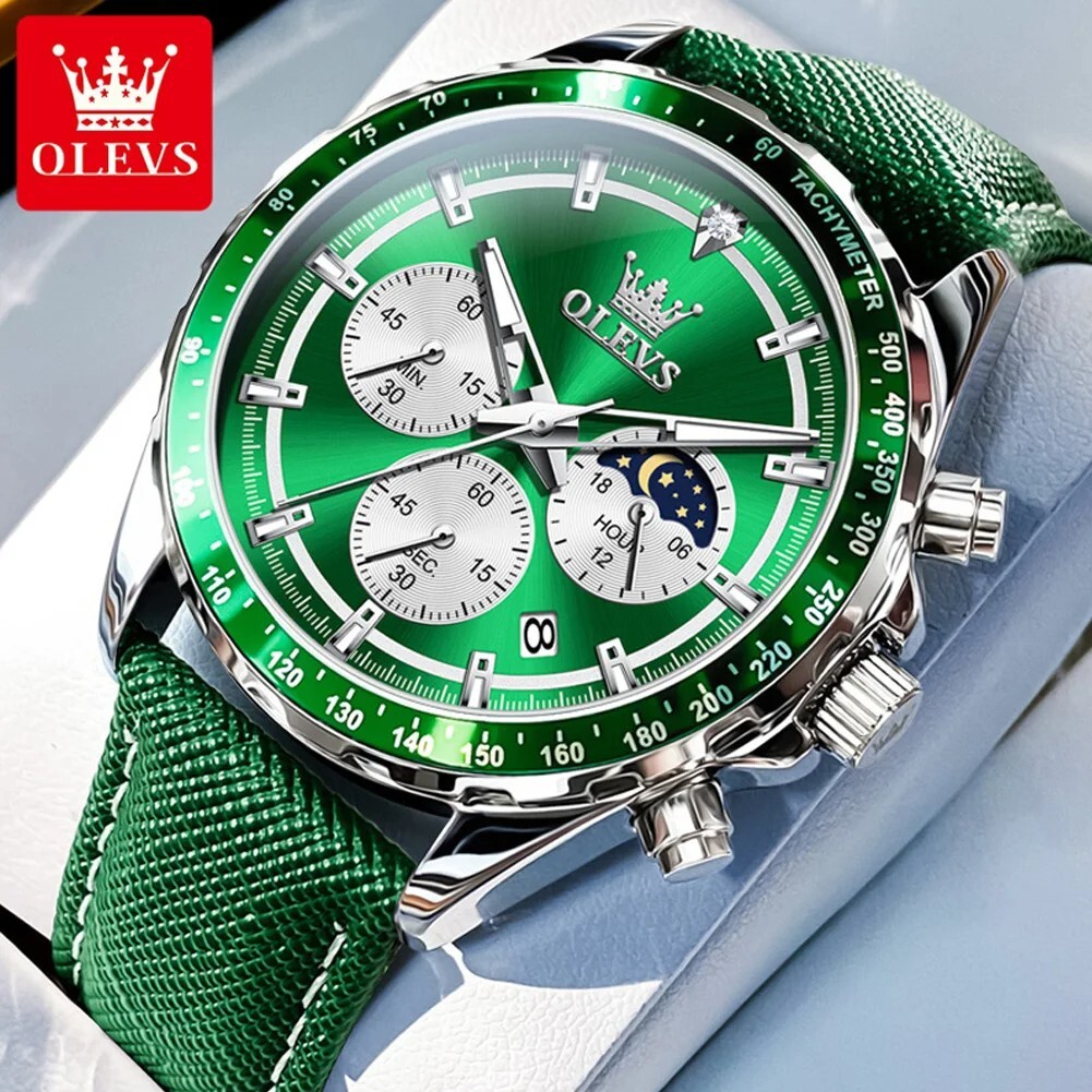 Waterproof Quartz Watch Men’s OLEVS Luminous Luxury Leather Men Business Strap