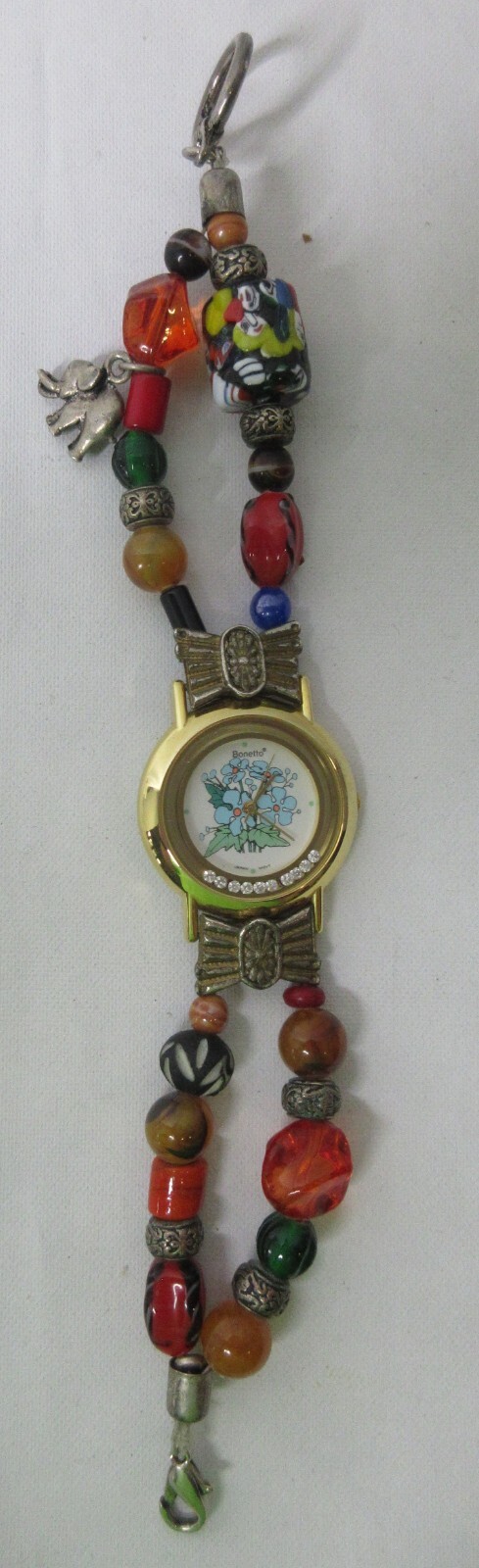 Bonetto Watch 2 Strand Beaded Bracelet Japan Movt 7.5-8″ Needs Battery Vintage