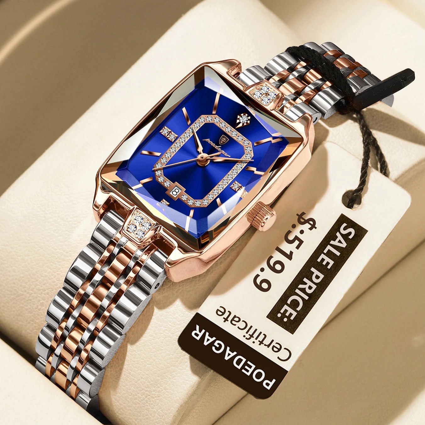 POEDAGAR Women Quartz Watch Waterproof Stainless Steel band Luminous Date
