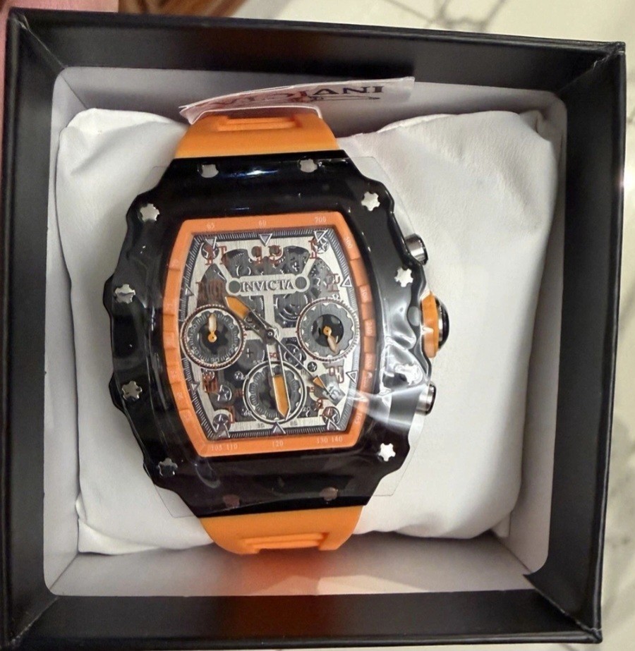 ⌚ Invicta Racing Vaxlor Date unisex Orange Strap Black/Silver Face 69772 w/ Box