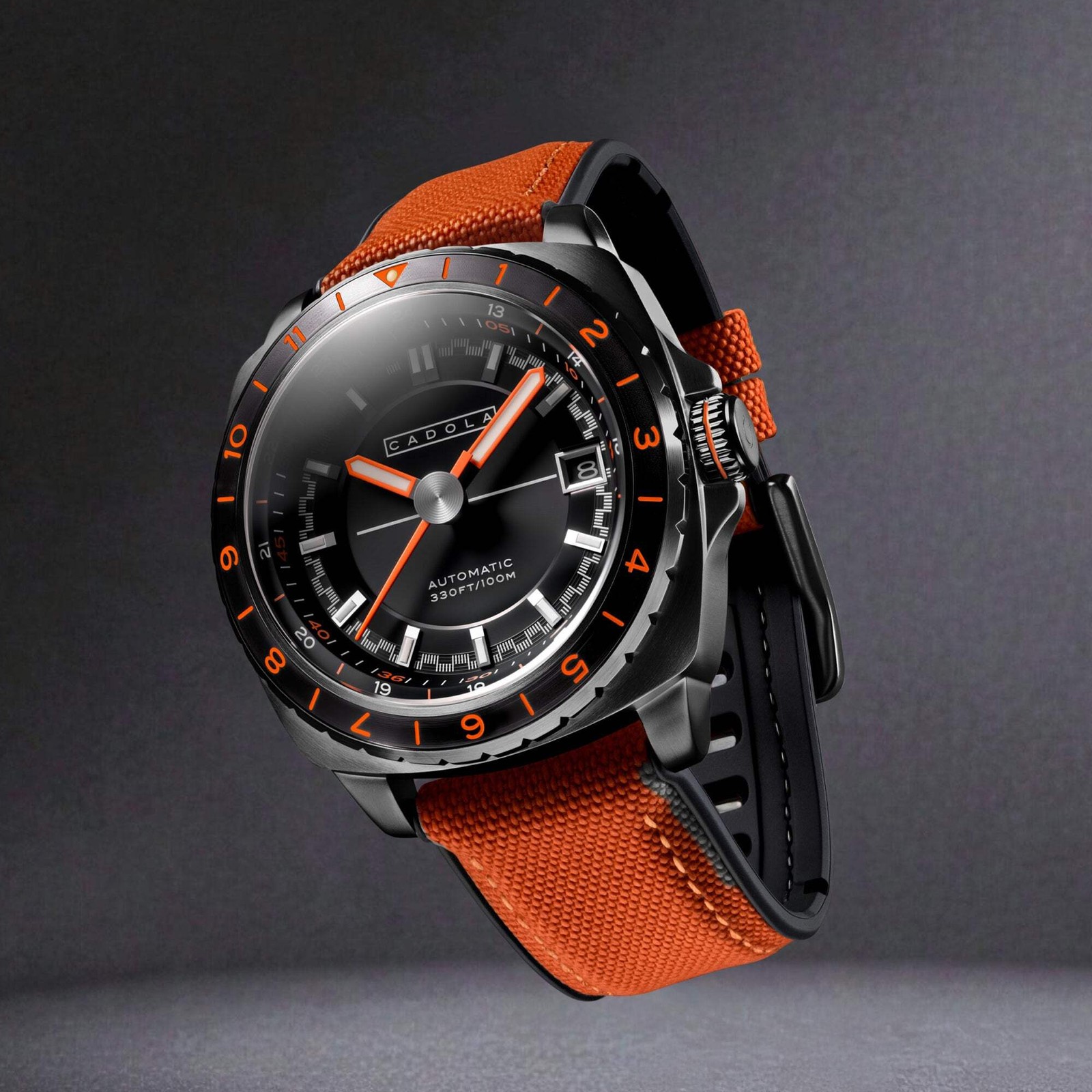Overdrive Automatic Black / Orange Canvas Black Dial Wristwatch CD-1063-07