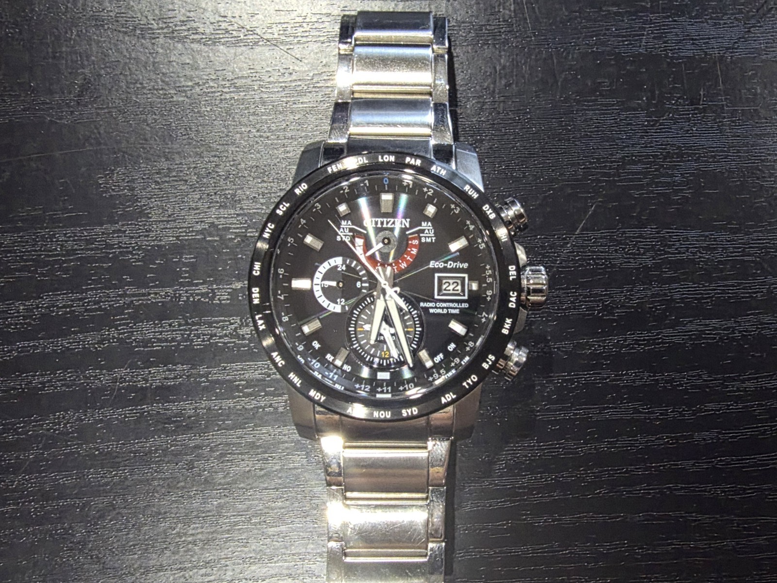 Citizen AT9071-58E World Time A-T Solar Atomic Sapphire Men’s Watch – Full Kit