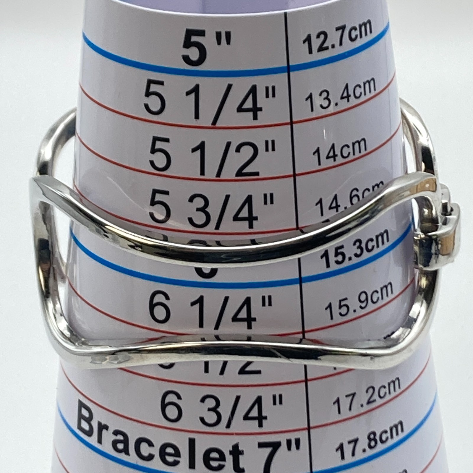 Modern Women’s Watch 20mm Silver Tone Open Cuff Geometric New Battery 6.5″