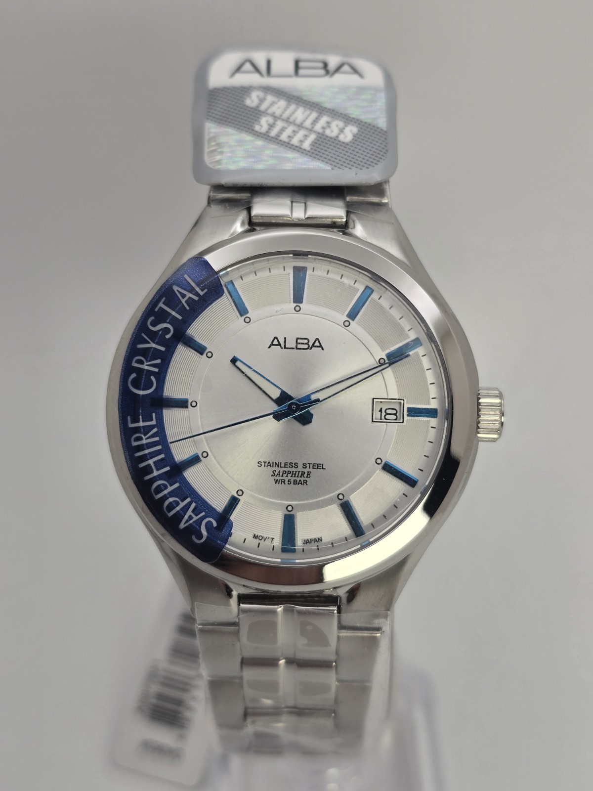 Alba by Seiko Men’s Quartz Watch AS9779X1 Silver Dial Stainless Steel NIB Box