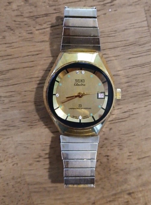 Seiko Electra Lifetime Mainspring Mechanical Mens Wristwatch With Date Works