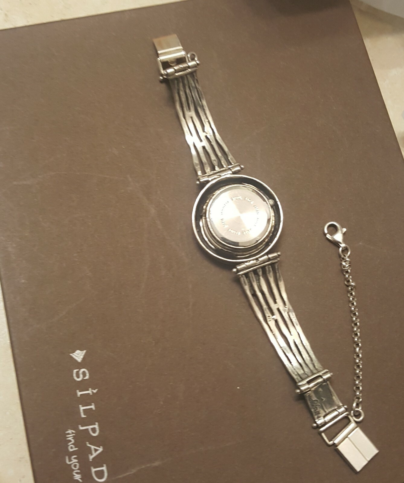 Silpada Sterling silver Round Hammered Pearl Flower Ladies Quartz Watch T1315