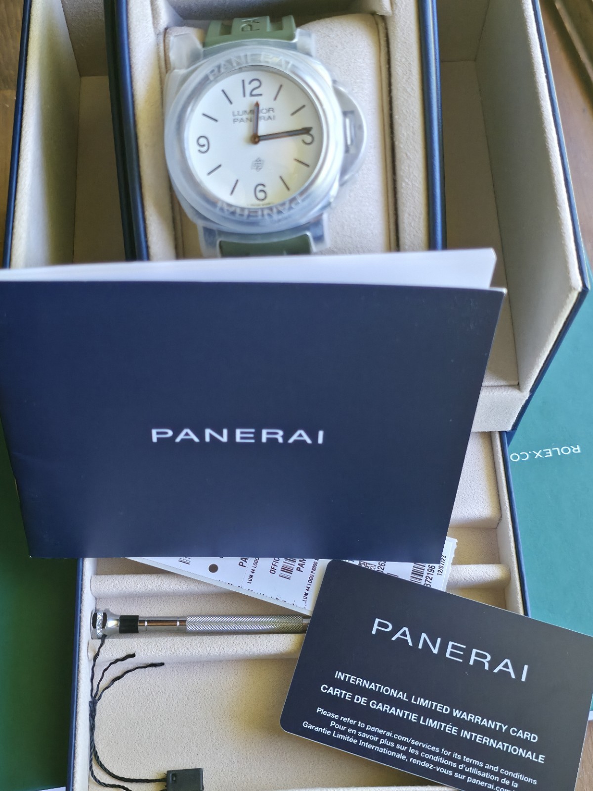 Panerai Luminor 1087 White Dial Watch 44mm Green Strap – PAM01087