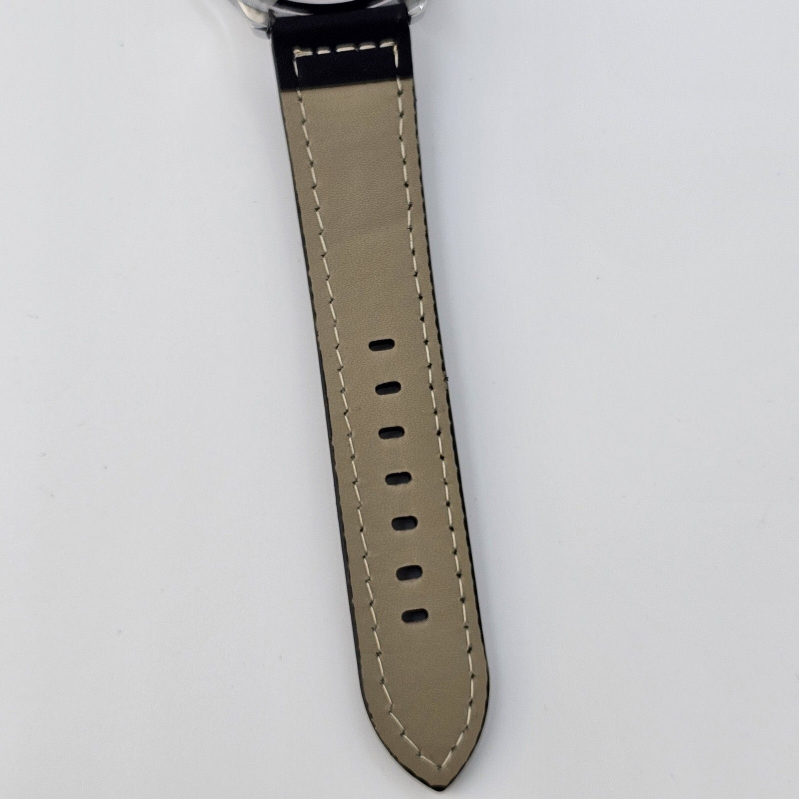 Men’s Watch 46MM Large Gray Case Blue Dial Black Leather Bands New Battery