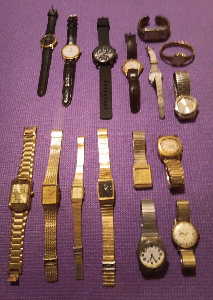 16 Watch Assortment Waltham, Lucien Piccard, Seiko, Relic And Many More $135/all