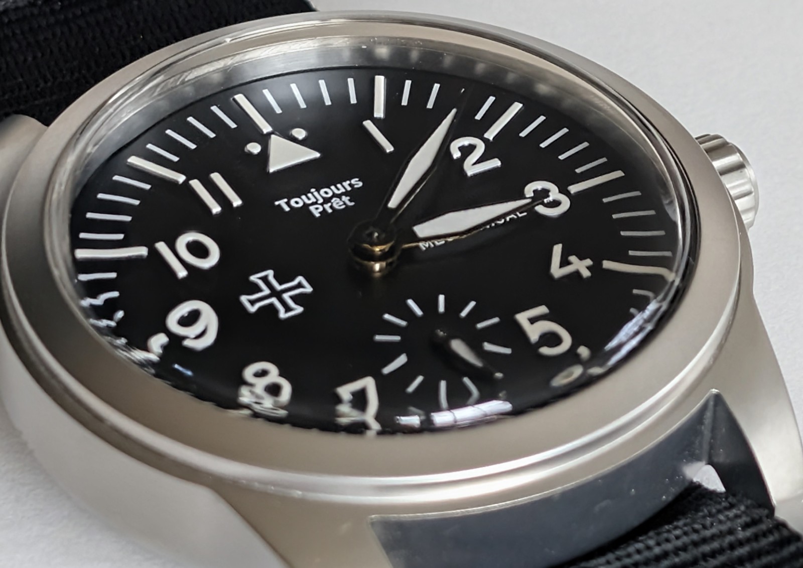Toujours Pret Mechanical military flieger watch Blasted stainless steel 39mm