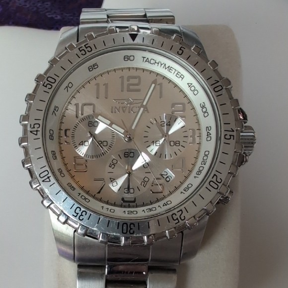 [A3P] Invicta Specialty Pilot Chronograph All Silver Tone Quartz Men [v4s]