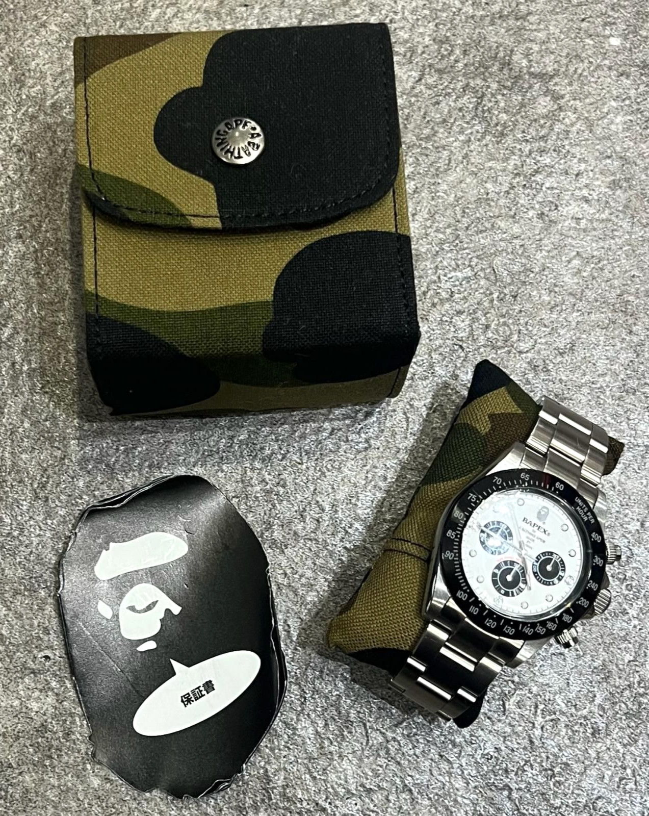 A Bathing Ape BAPEX 2004 Rolex Daytona Motif Model Panda Silver White Watch Bape