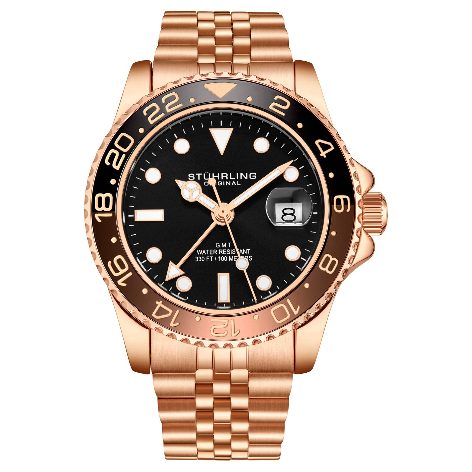 Aquadiver GMT Rose Gold/Stainless Steel | Black Dial Wristwatch 3968.5
