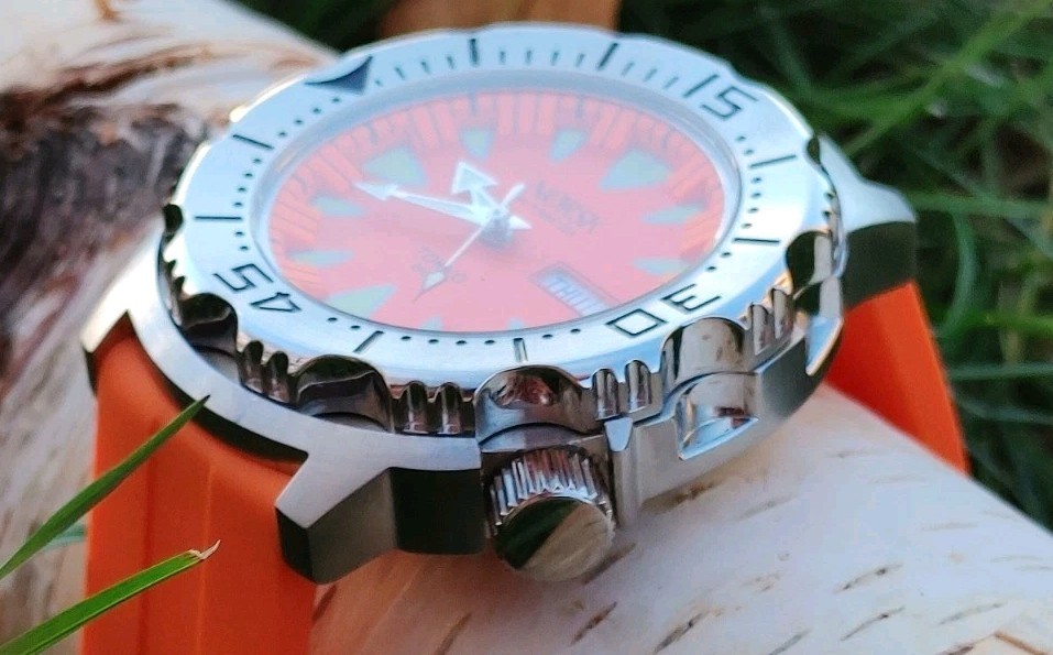 Automatic Sea Monster Watch, Norsk, Diver, Seiko NH36a movement Orange