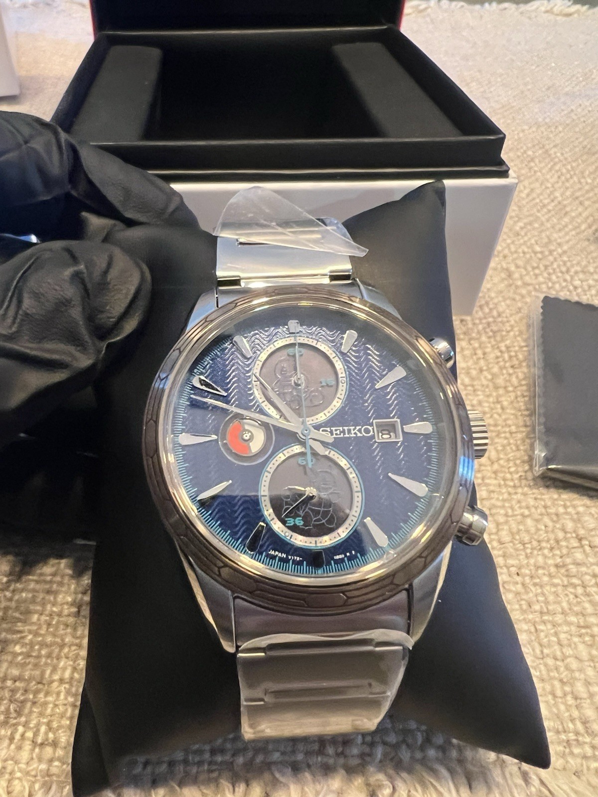 SEIKO Pokemon SBPY162 Blastoise Watch Limited Edition 700 Solar Chronograph Blue
