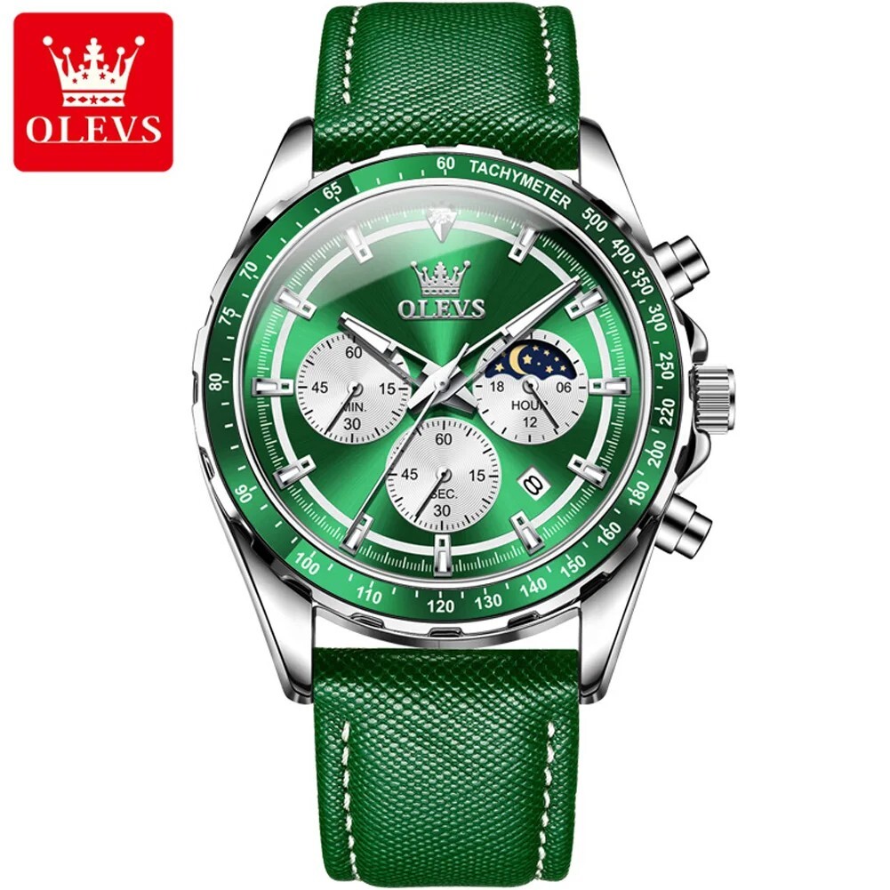 Waterproof Quartz Watch Men’s OLEVS Luminous Luxury Leather Men Business Strap