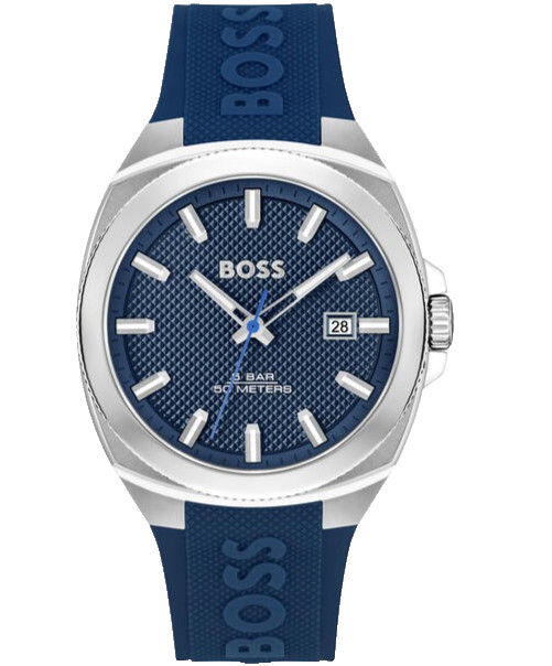 HUGO BOSS WALKER 1514139 BLUE DIAL & SILICONE STRAP QUARTZ 41MM MENS WATCH