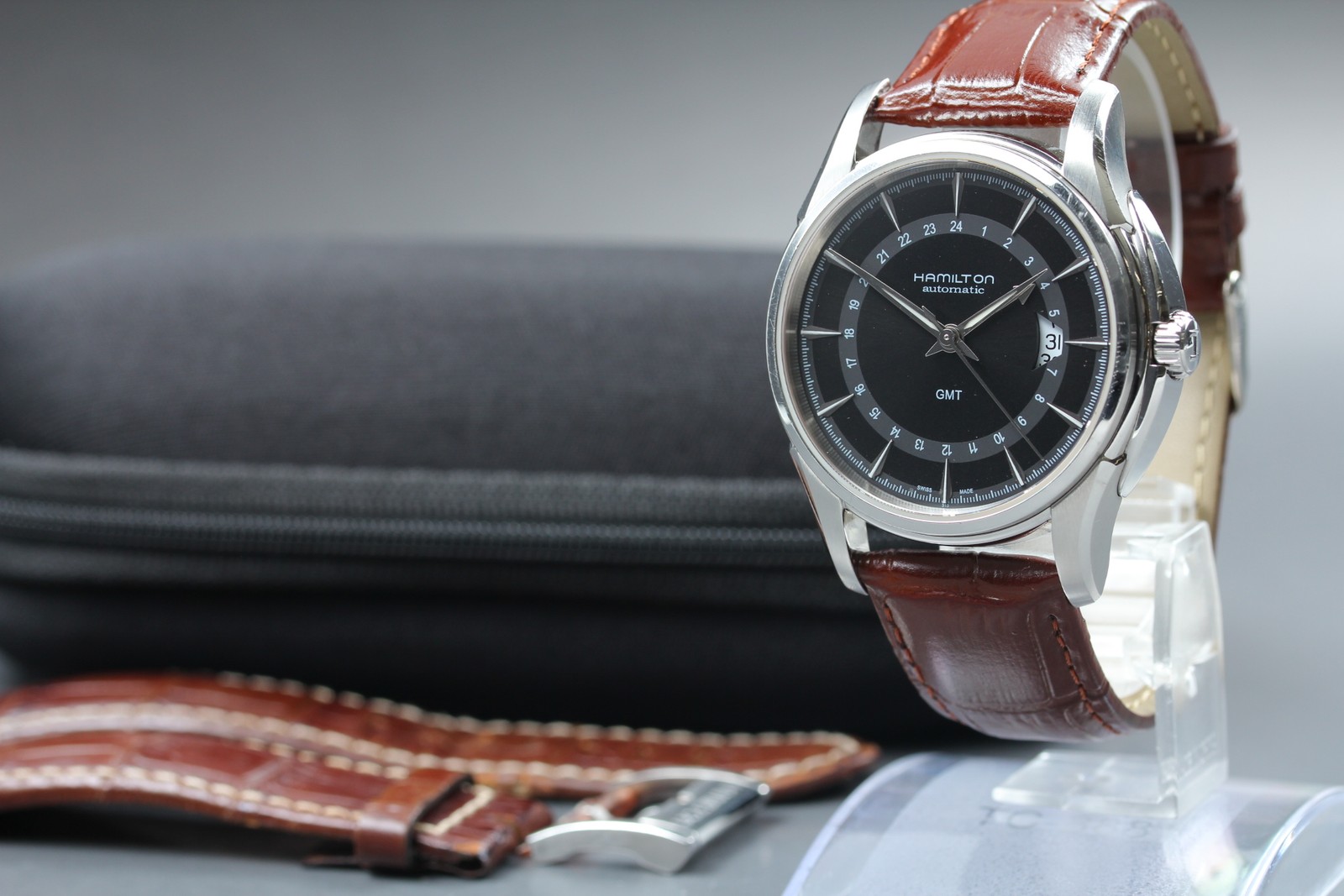 Hamilton Jazzmaster Traveler GMT Automatic Black Dial Men’s Watch 42mm JAPAN