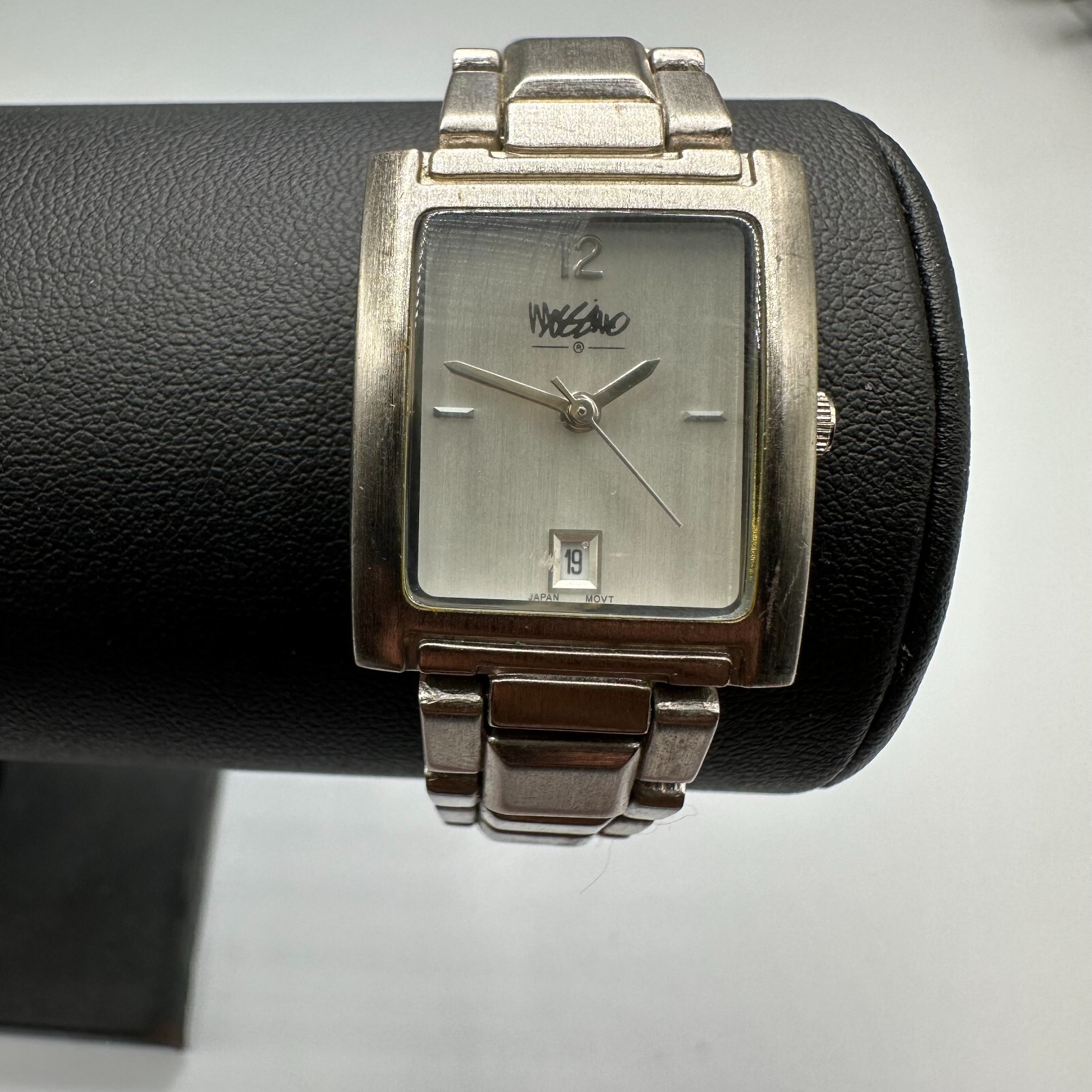 Mossimo Watch Women Silver Tone Rectangle Case Date Window New Battery 7.5″