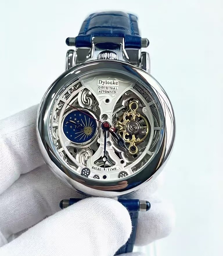 luxury Mens Skeleton Dial Automatic Mechanical Watch Alloy Self-winding Gift