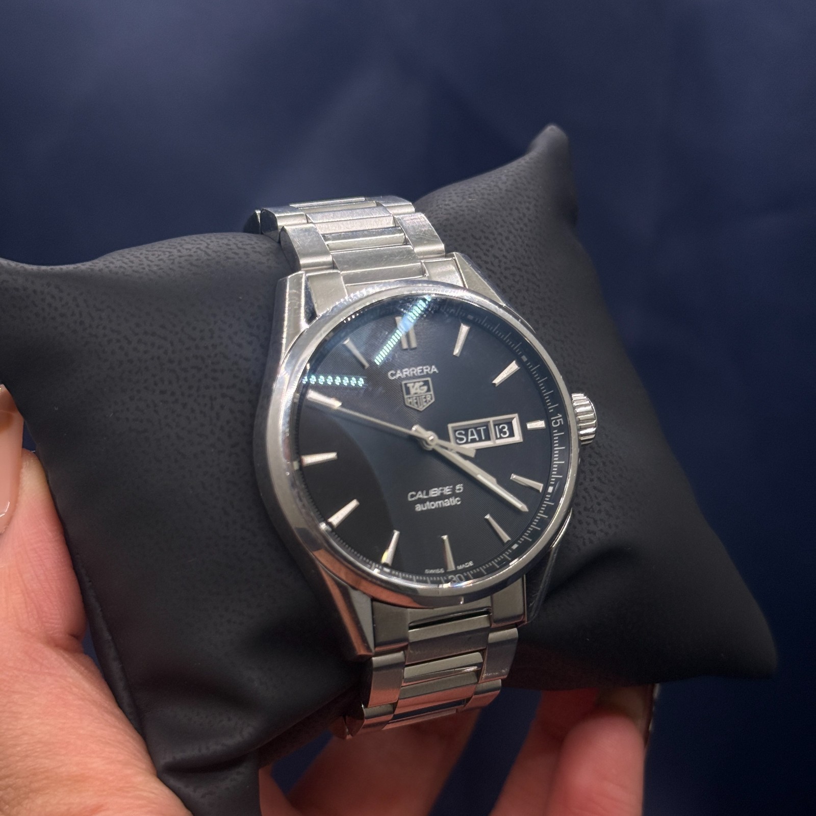 TAG Heuer Carrera Calibre 5 Automatic Black Dial Men’s Watch Day Date 44mm
