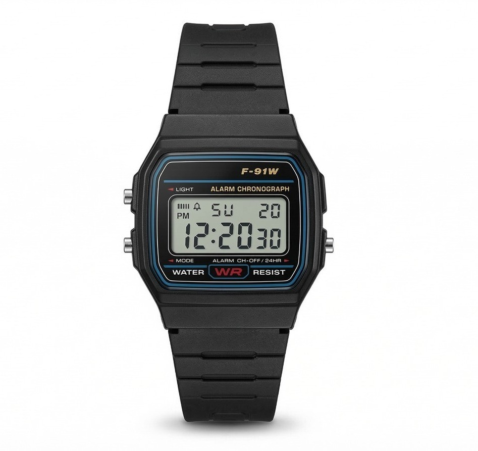 F91W Classic Digital Watch Resin Strap Stopwatch Chronograph Sport Men Black