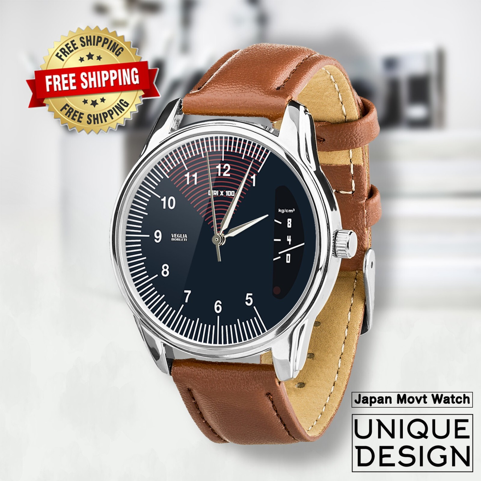RPM Gauge Watch, Retro Speedometer Design, Tachometer Unique Gift, Unisex