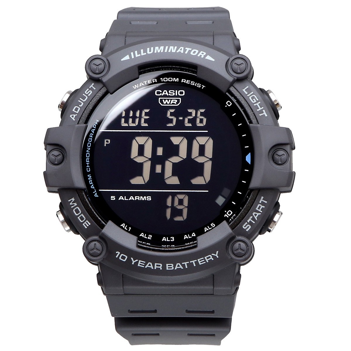 Casio AE-1500WH-8BV Men’s Digital Sport Watch Gray Large Screen 10-Year Battery