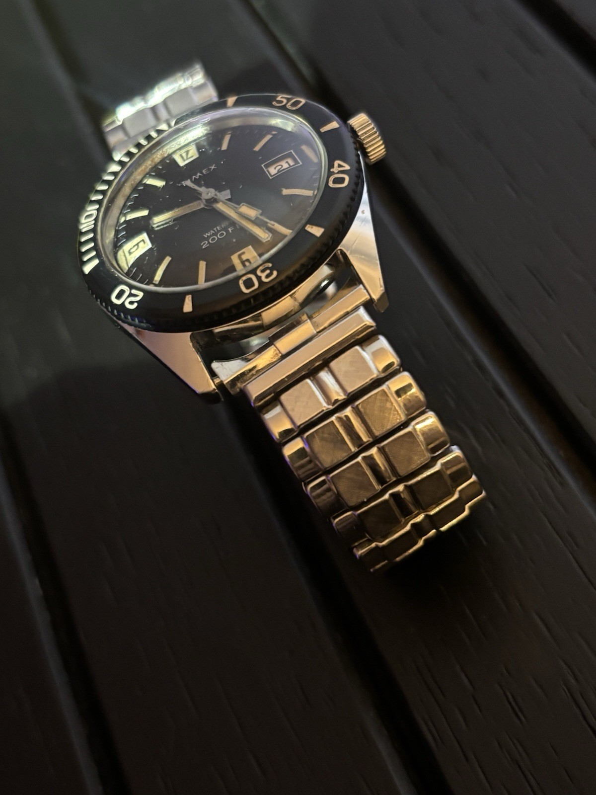 ‼️Vintage Timex Calendar🤿 Skin Diver🛟 200 Feet “ Rare 🇬🇧Dial- Looks Great‼️