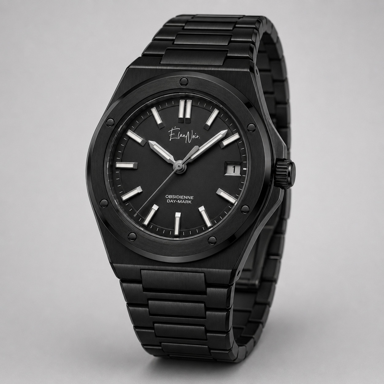 Élan Noir Obsidienne Day-Mark Automatic Watch Black Dial Sapphire Steel 41mm