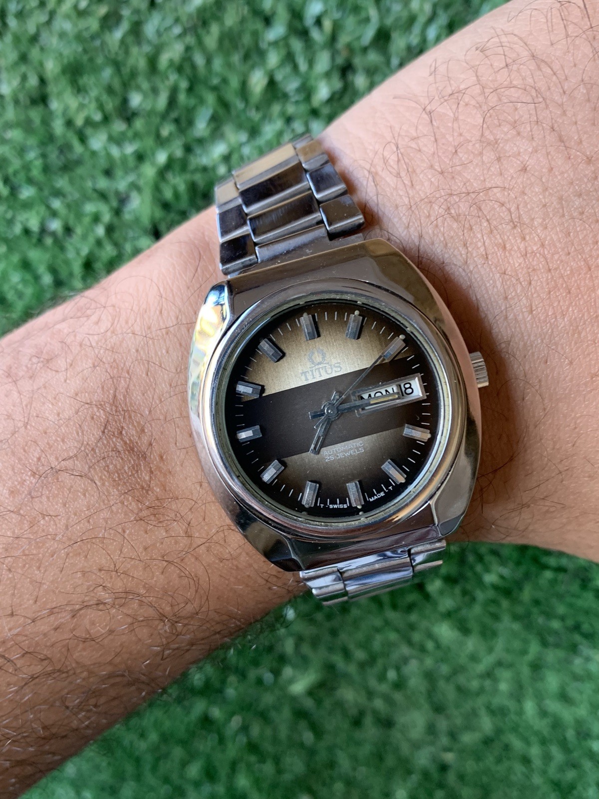 Vintage Solvil et Titus Geneve Automatic Watch 38mm Gradient Dial 25J Swiss Made