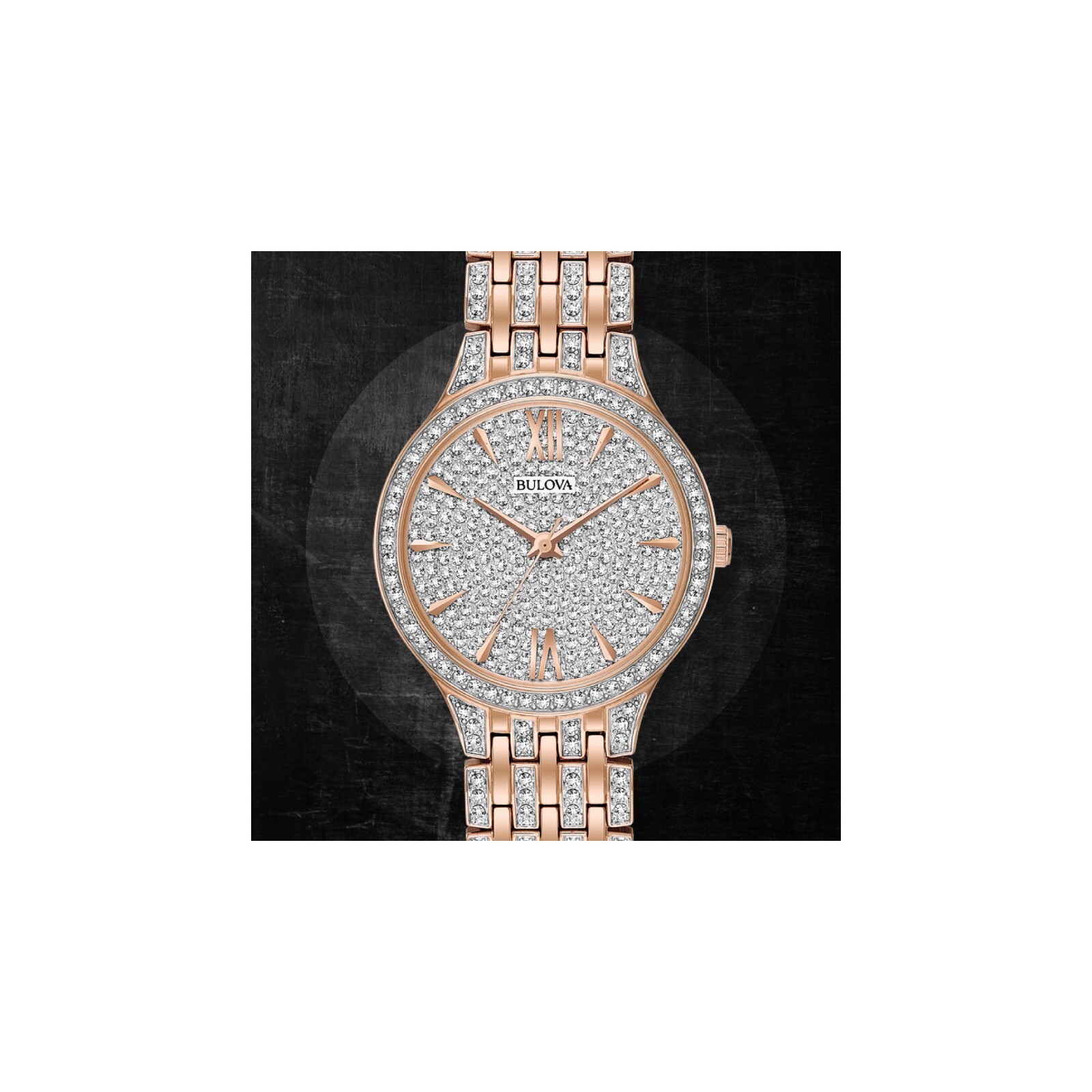 Bulova Phantom Women Quartz Rose Gold Stainless Steel Crystal Watch 32MM 98L235