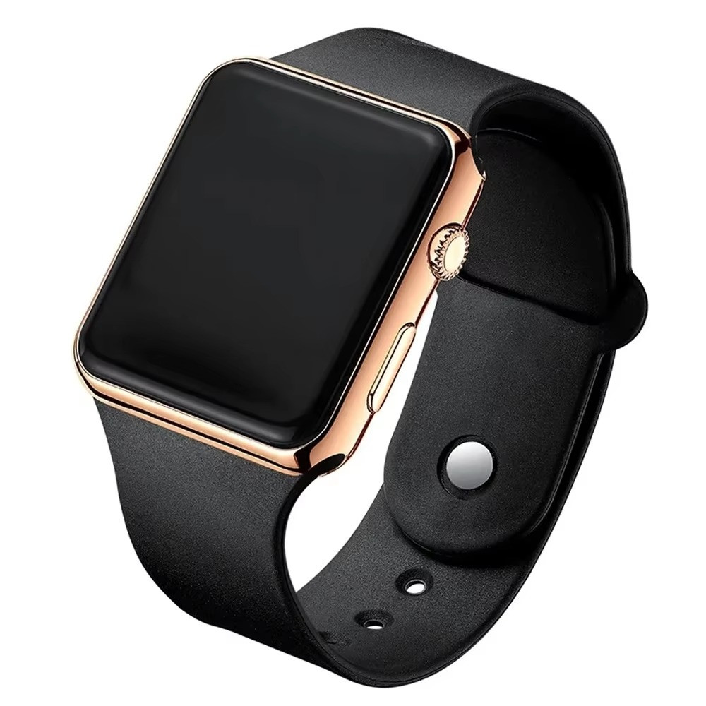 Digital Watch for Men Women LED Electronic Sport Watch Black Silicone 1pcs