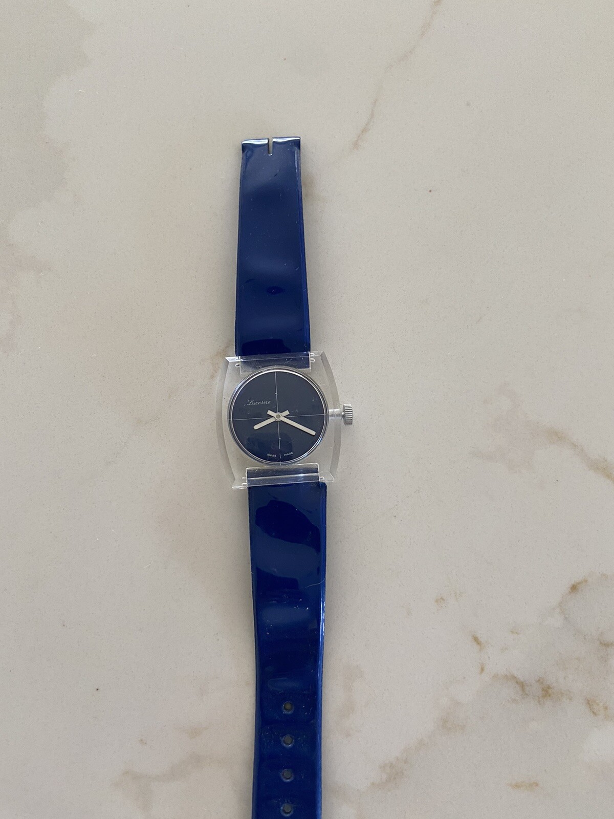 VINTAGE MCM PARADISE PLEXIGLASS WATCH WOMENS TRICE WATCH SWISS PARTS OR REPAIRS