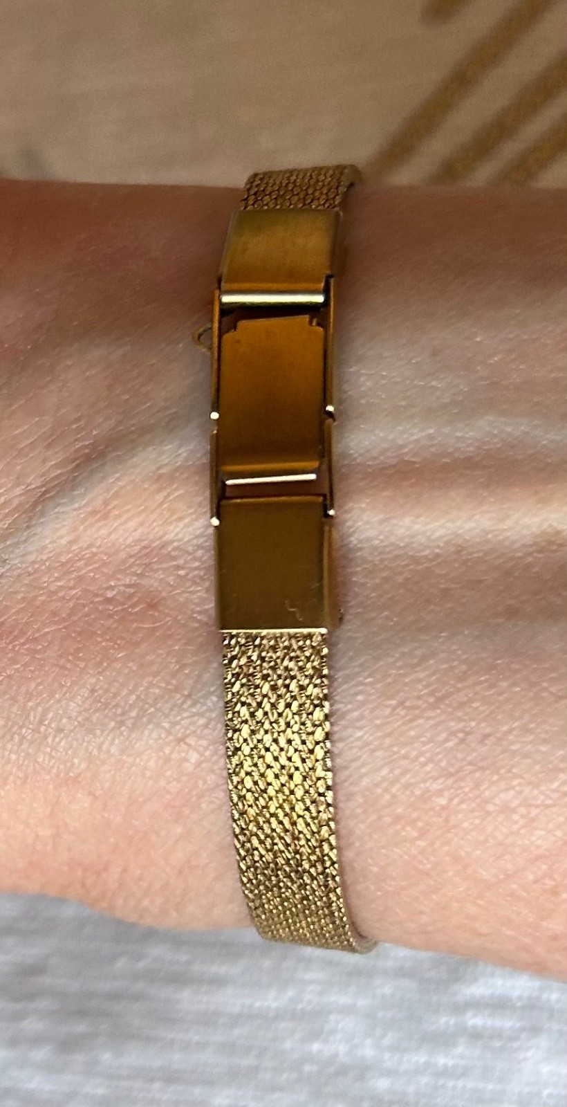 vtg pulsar tank watch ladies v220-5560 gold tone metal band 6″ 11mm new battery