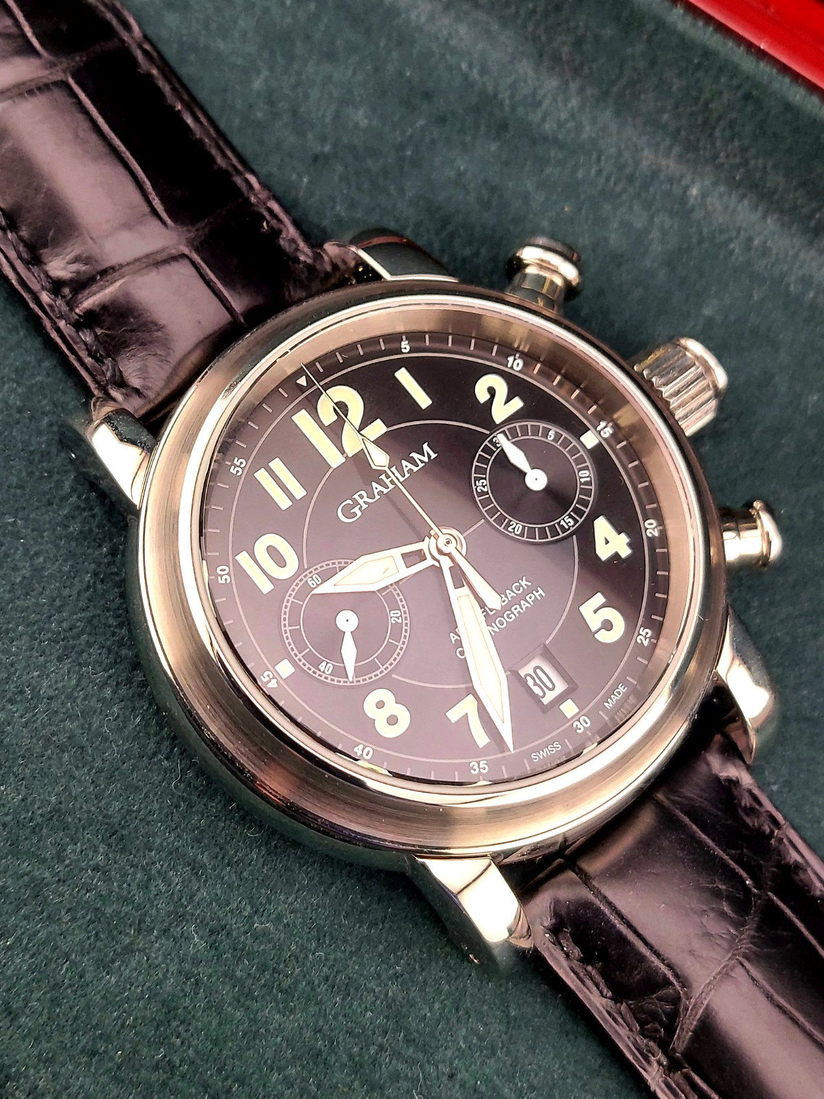 New Unworn Graham Aero Flyback Men’s Swiss Chronograph Watch Full Set Box Papers