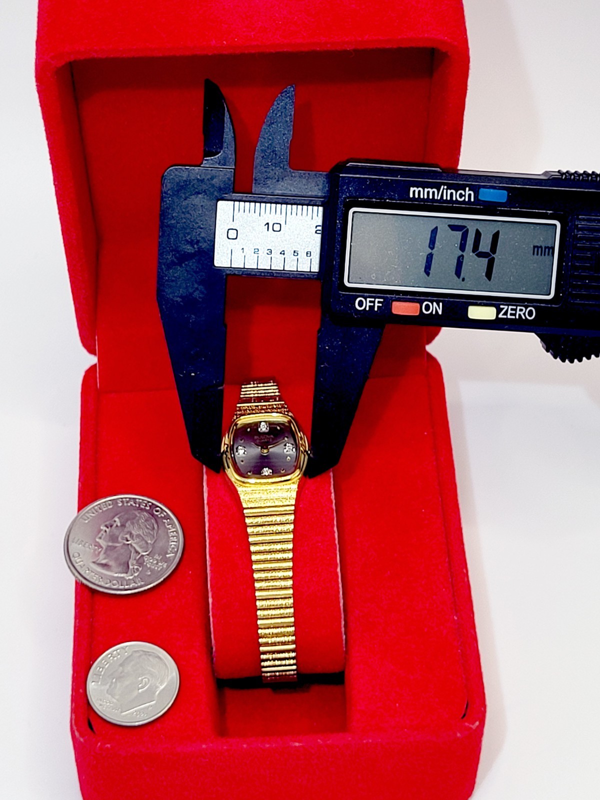 Bulova Women’s Watch 1985 Vintage Diamond Dial Gold Tone Vintage [MINT] 17mm