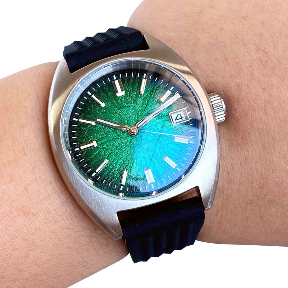 TANDORIO 36MM Red Black Dial Luminous 200M Waterproof Japan NH35A Dive Watch Men