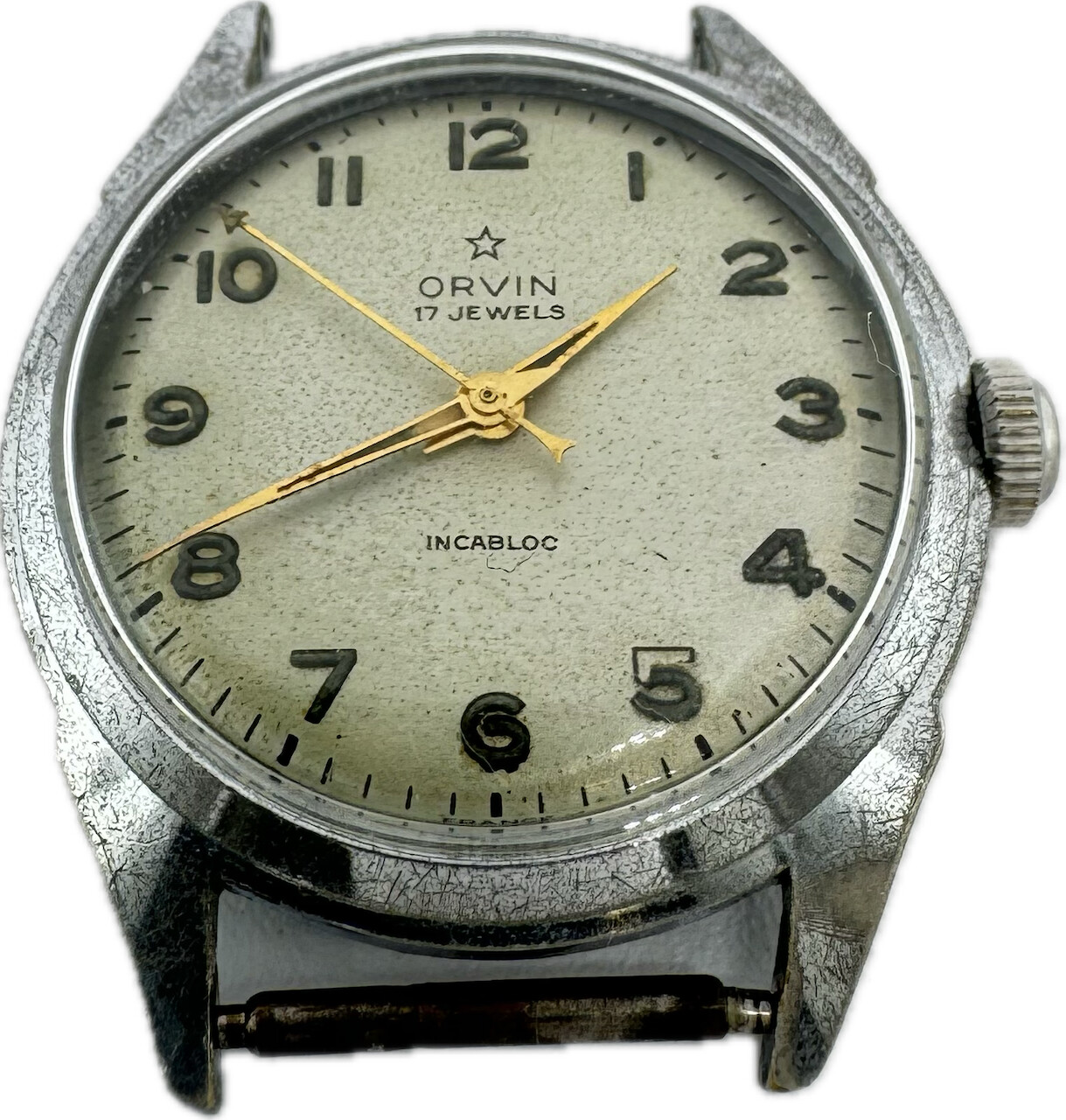 Vintage 33mm Orvin 17 Jewel Men’s Mechanical Wristwatch France Chrome Plated