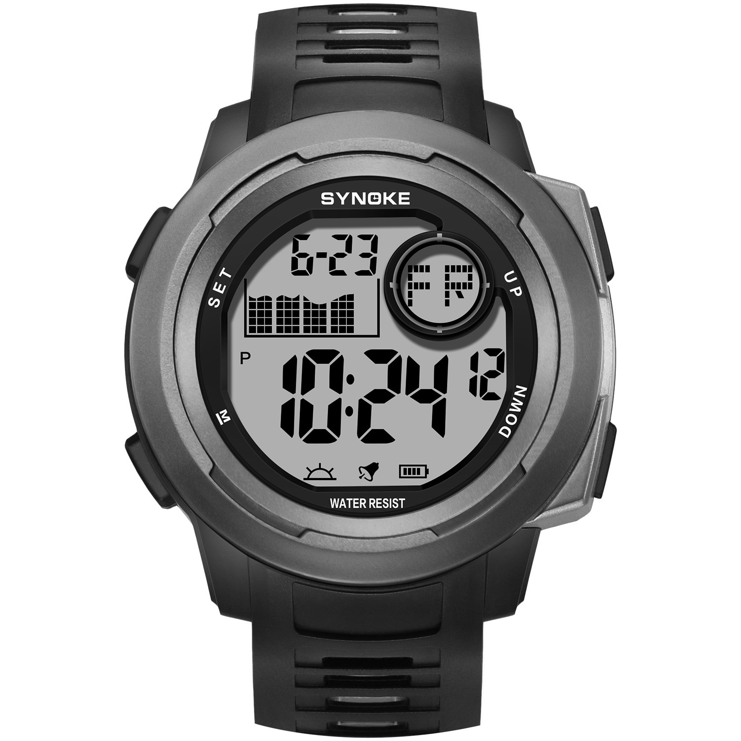 Durable Outdoor Sports Digital Watch Timing Function Alarm Waterproof Mens Watch